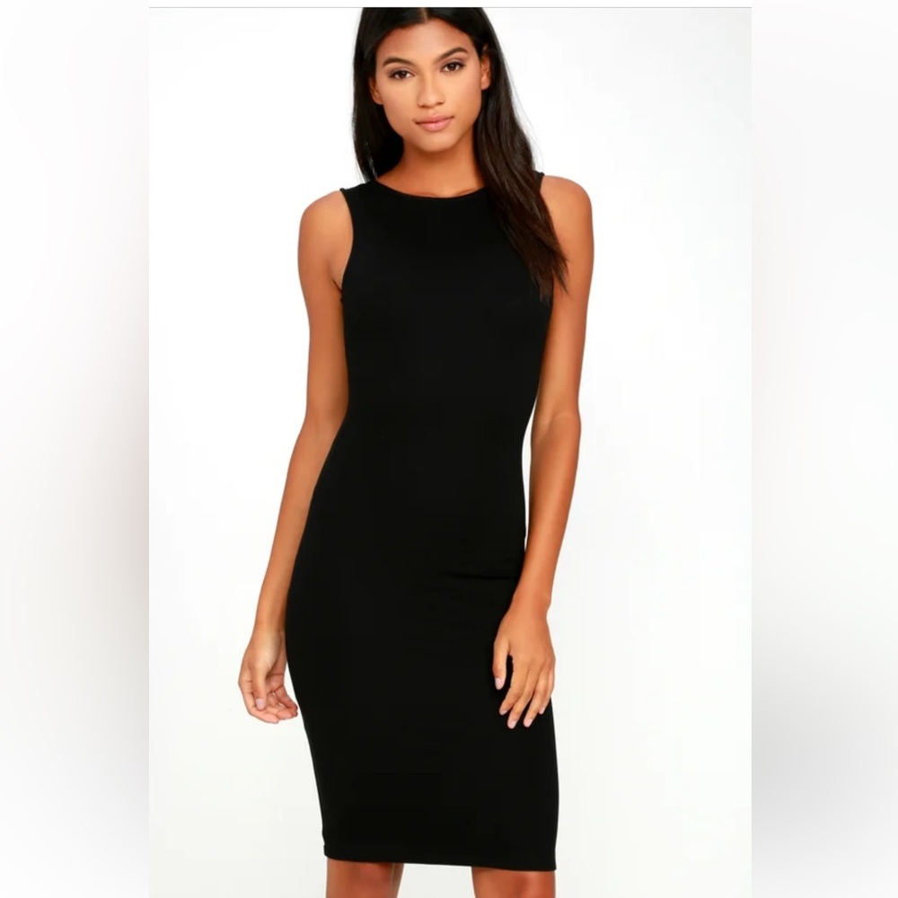 Like a Lady Black Backless Midi Dress